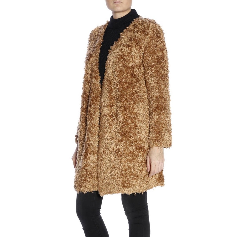 MISSONI: True Teddy Camel Open Front Coat